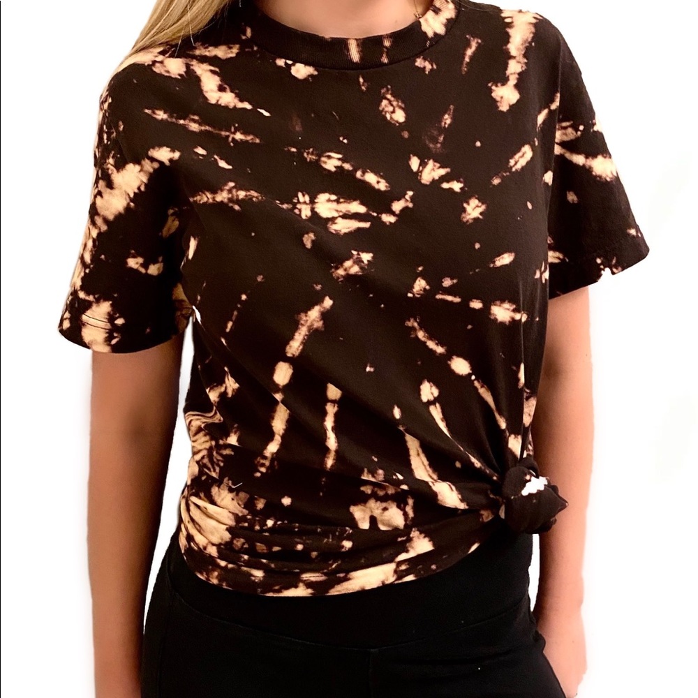 Tie-Dye Top (Small) In Off-Black and Tan